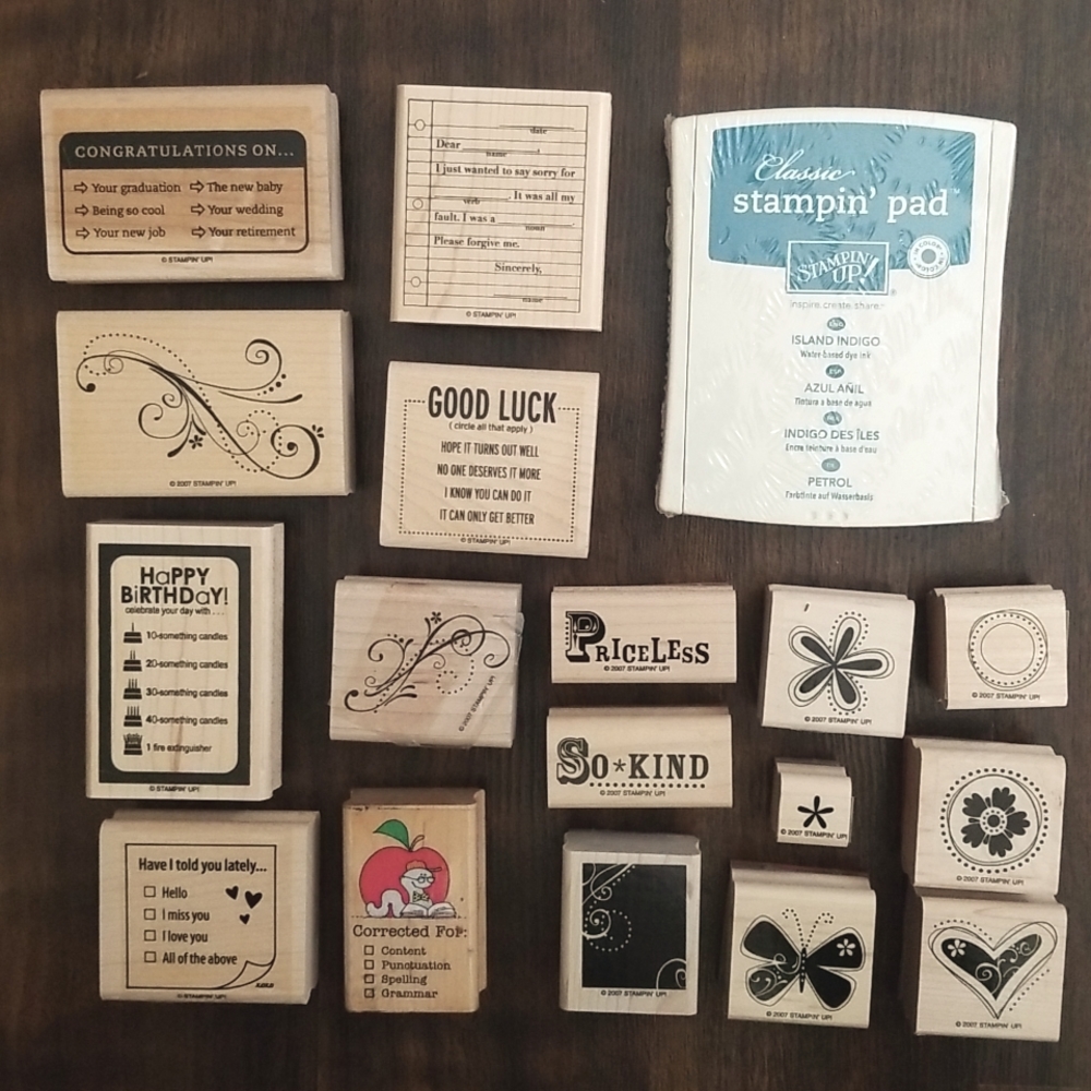 Stampin' Up! Total of 15 Miscellaneous Stamps and 1 Stampin' Pad